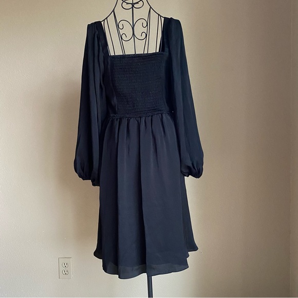 NWT Kobi Halperin Womens Stavy Black Smocked Cocktail Dress - Picture 5 of 7